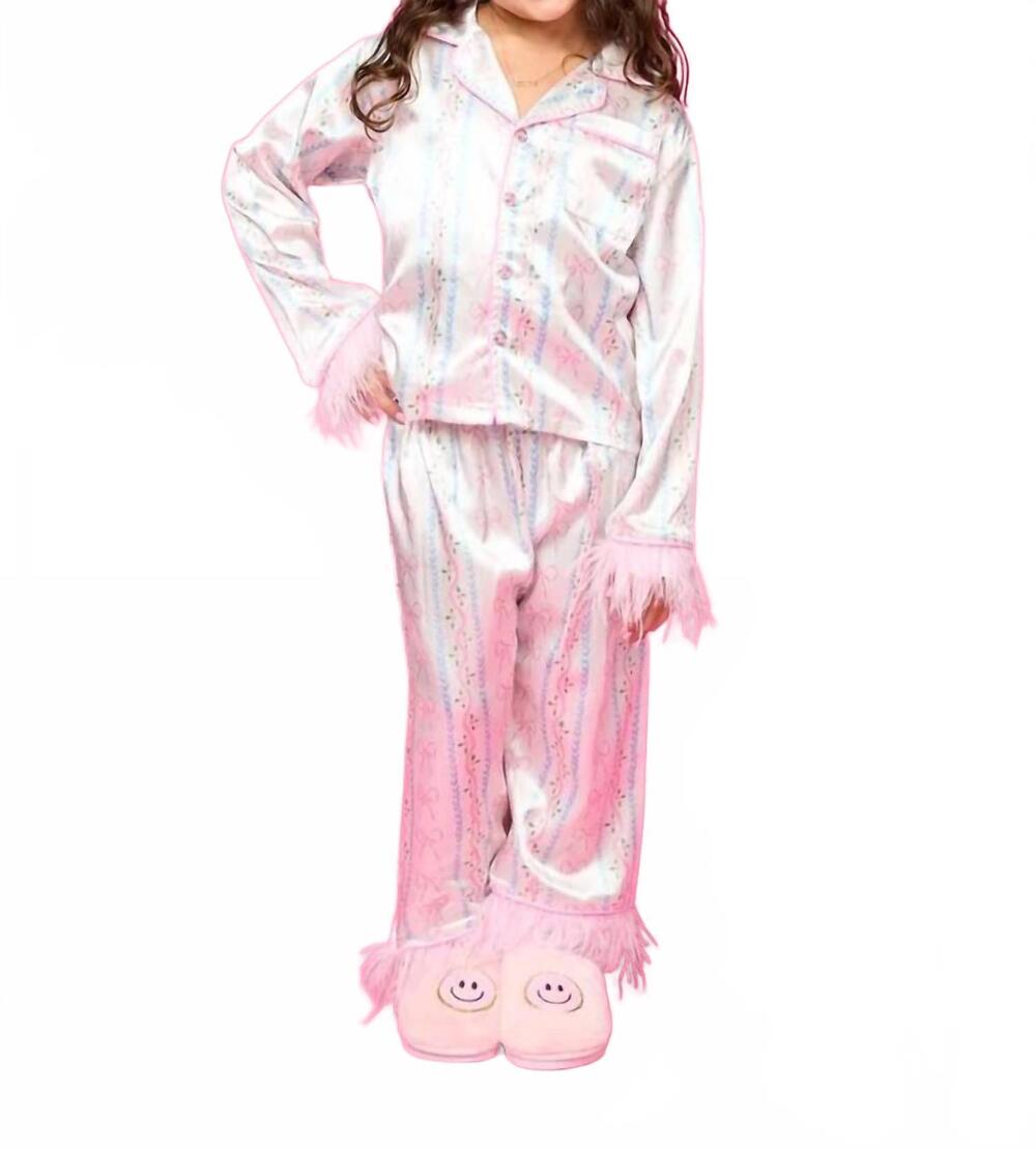NEW MINI DREAMERS girls all tied up long feather silky set in multi